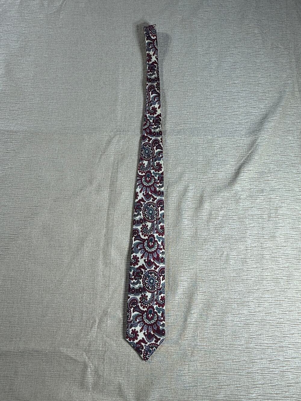 Polo Ralph Lauren Men’s Tie Burgundy Green Cream Paisley 56” Classic Necktie